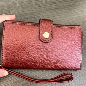 Coach phone wristlet – Metallic Wine Color